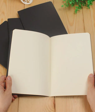 A6 Retro Notitieboek - Blanco Papier voor Tekenen, Schetsen en Schrijven - Zwart