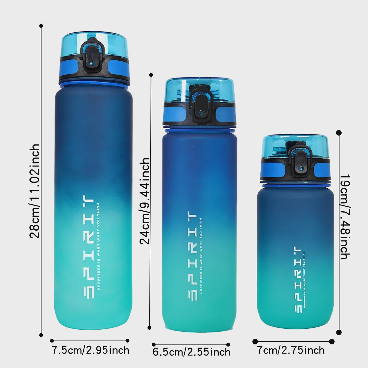 Gradient Waterfles - 1000ml, 750ml, 600ml - Ideaal voor Sport, Outdoor & Cadeau