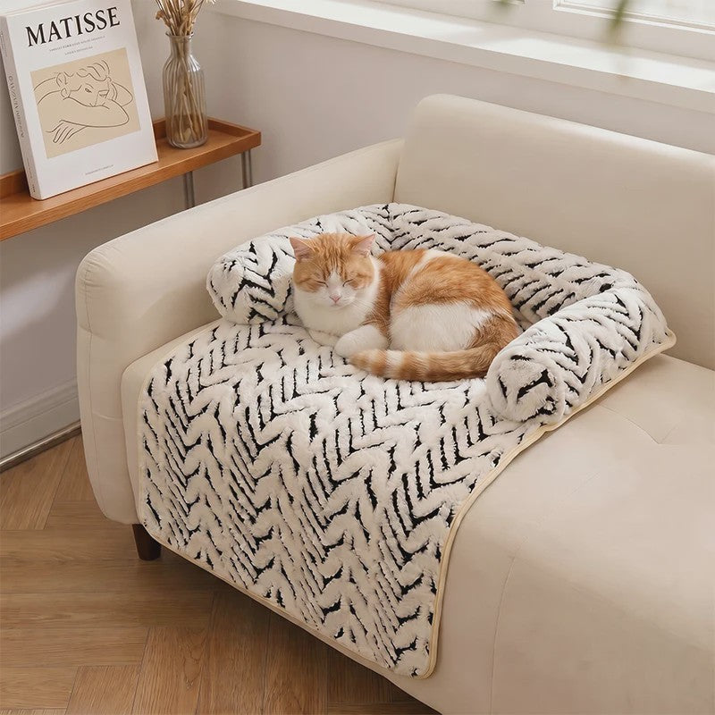 Zachte Pluche Hond & Kat Sofa Bed Mat met Anti-slip Bodem en Zijsteunen - Beschermt Bank & Stoel