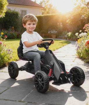 Homcom Children's Pedal Go-Kart, Child's Go-Kart, with 4-Position Adjustable Seat, Silent Eva Wheels, 100 X 58 X 5