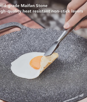 BISINNA 34cm Grill Pan - Anti-aanbak BBQ Pan voor Buiten & Keuken
