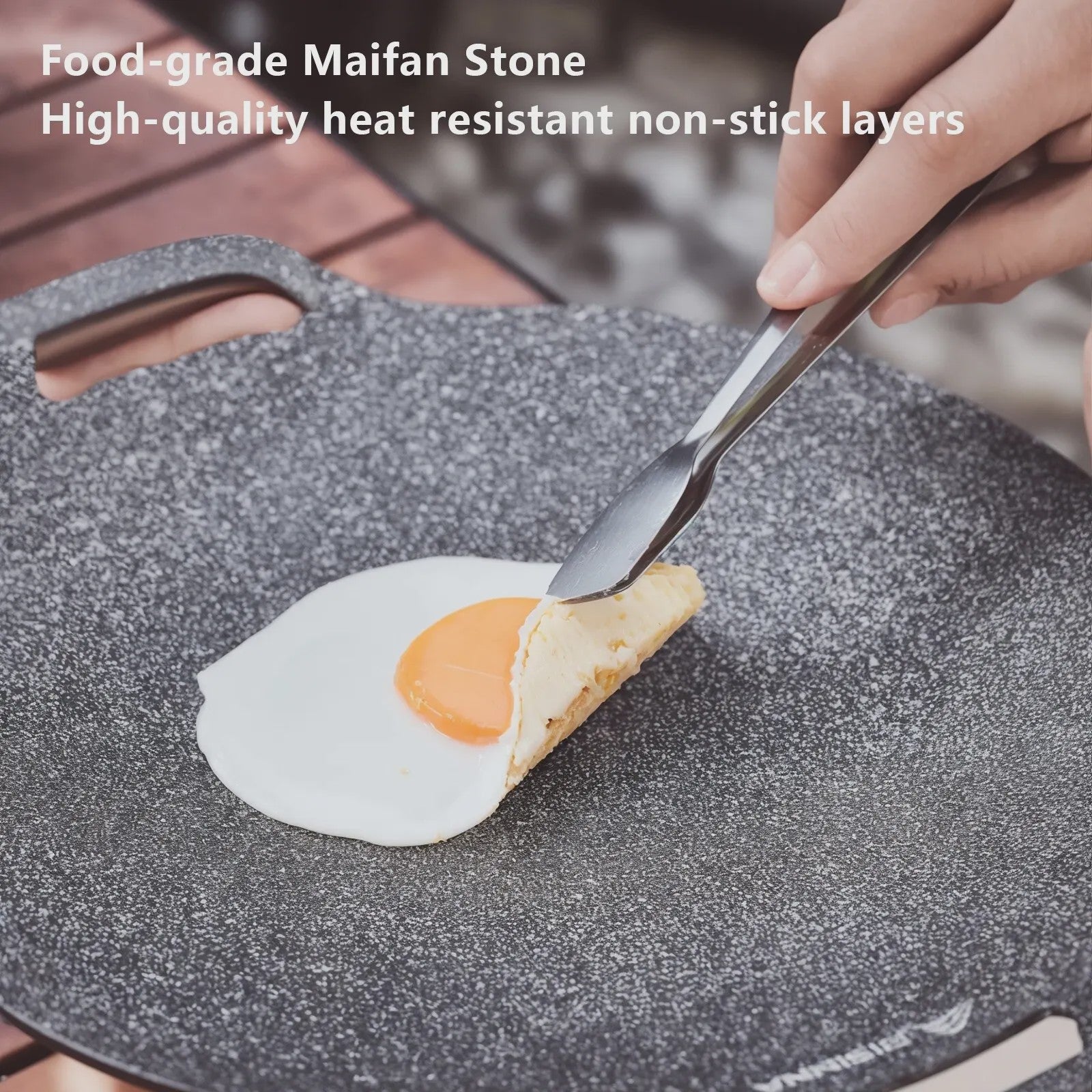 BISINNA 34cm Grill Pan - Anti-aanbak BBQ Pan voor Buiten & Keuken