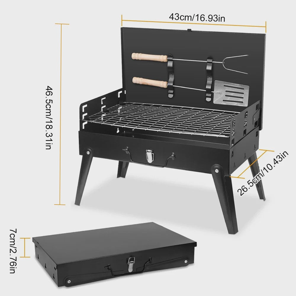 Draagbare Opvouwbare Mini BBQ Grill - Compact en Ideaal voor Buiten