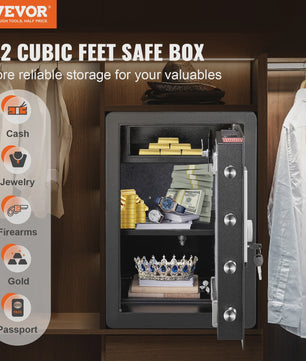 Elektrische Kluis met Vingerafdruk & Digitale Code - 63L / 51L - Inclusief Brandwerende Tas