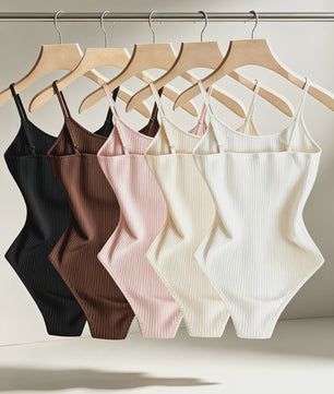 5-delige Set Elegante Dames Ribbed Bodysuits - Camisole Backless
