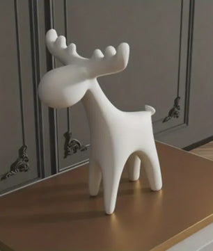 Minimalistisch Wit Herten Beeldje - Stijlvolle Plastic Decoratie voor Huis, Kerstboom & Cadeau