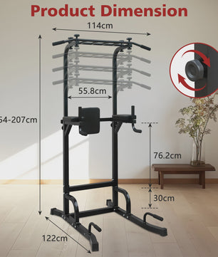 Krachtstation Power Tower: Pull-up Bar, Dip Station & Fitness Toren voor Thuistraining