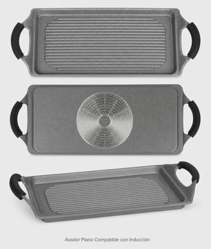 Rechthoekige Grillpan met Anti-aanbaklaag - Geschikt voor Gas, Inductie & Elektrisch