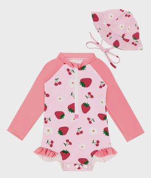 Babymeisjes Zwempak met Lange Mouwen en Rits - UPF 50+ Zonbescherming