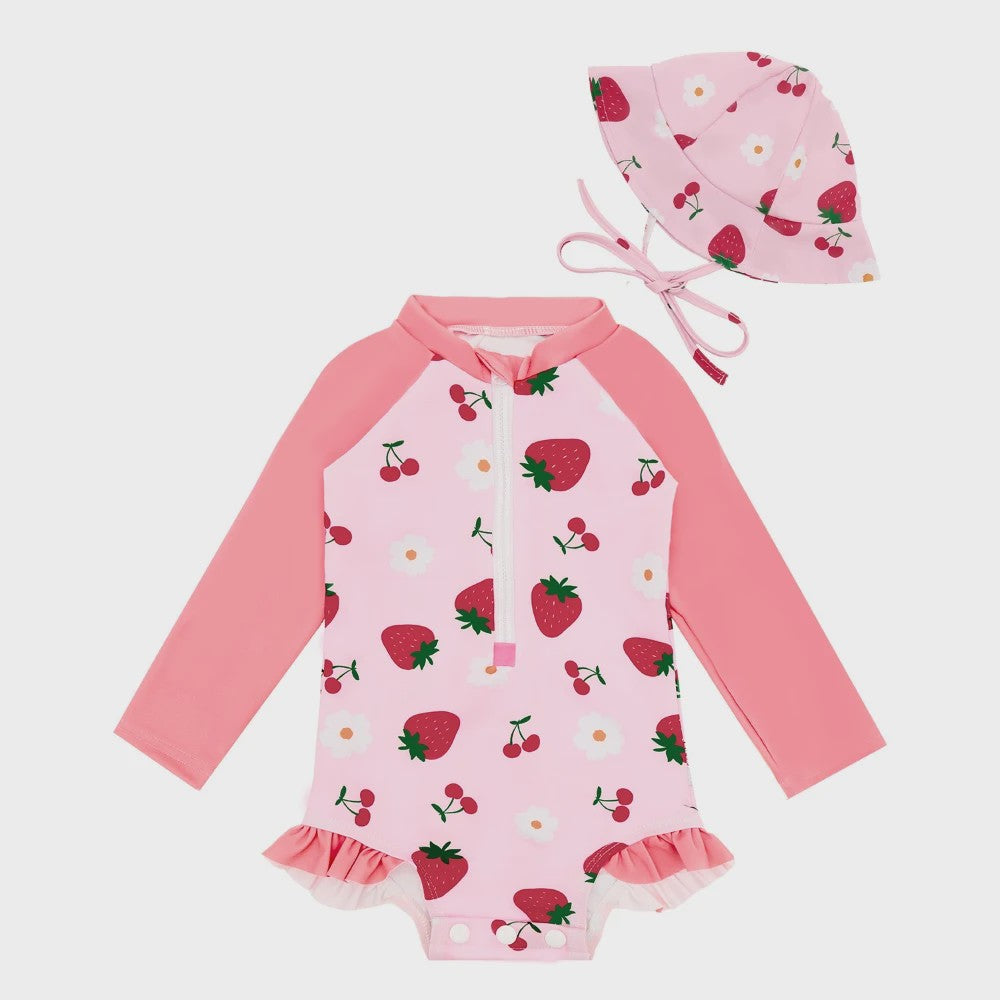 Babymeisjes Zwempak met Lange Mouwen en Rits - UPF 50+ Zonbescherming