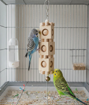Kleurrijk Houten Papegaai Speelgoed - Verrijkende Knaagspeeltjes voor Vogels