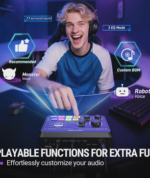 FIFINE SC8 Audio Mixer: RGB, Voice Changer & EQ voor Gaming, Streaming & Podcasts