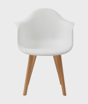 Set van 2 Retro Moderne Eetkamerstoelen met Armleuningen - Kunststof & Beukenhout