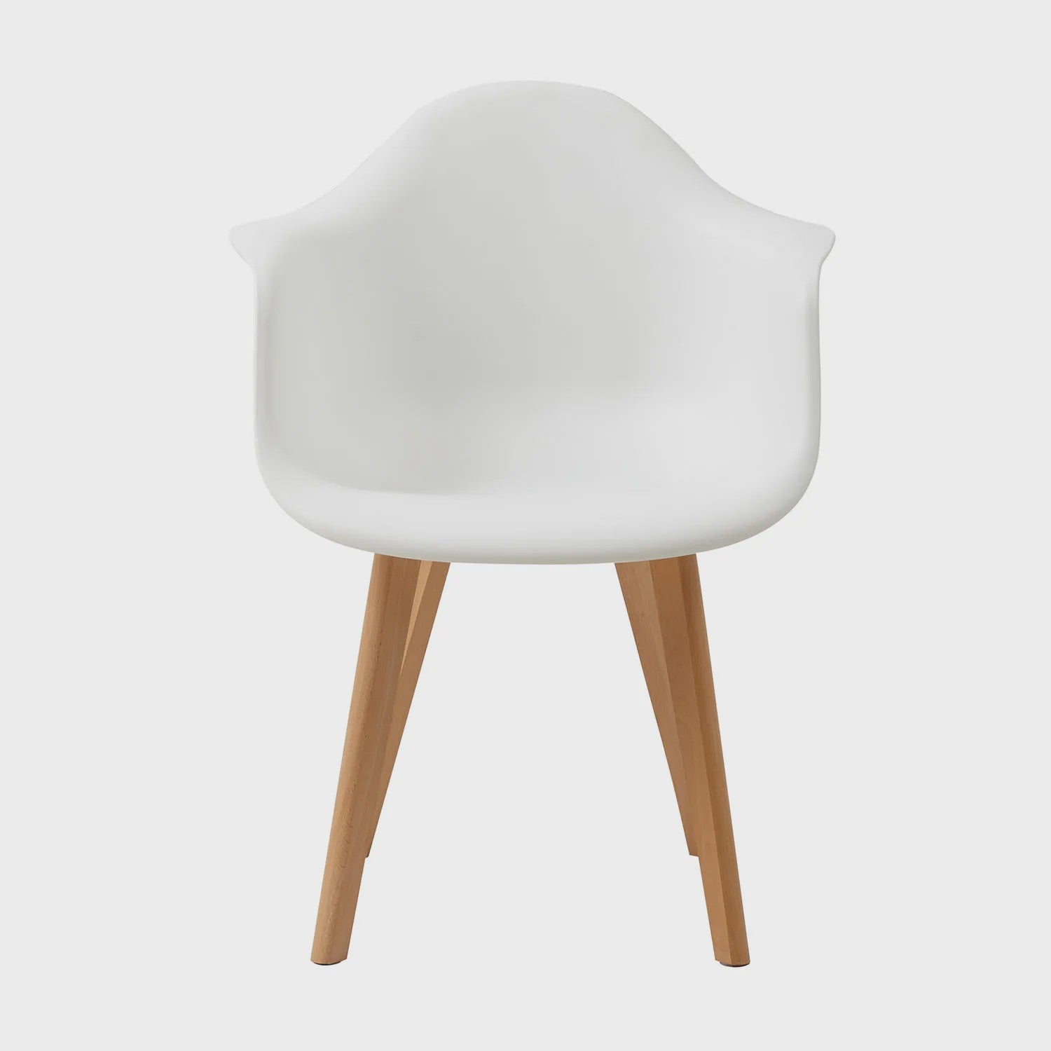Set van 2 Retro Moderne Eetkamerstoelen met Armleuningen - Kunststof & Beukenhout