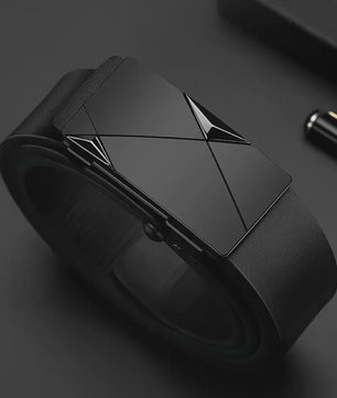 Luxe Heren Riem met Automatische Gesp - PU Leer, Zakelijk & Casual, Geometrisch Design