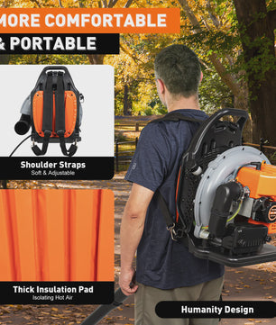 Krachtige Benzine Backpack Bladblazer 63CC 2-Takt - 2.7KW - Professioneel Tuinonderhoud