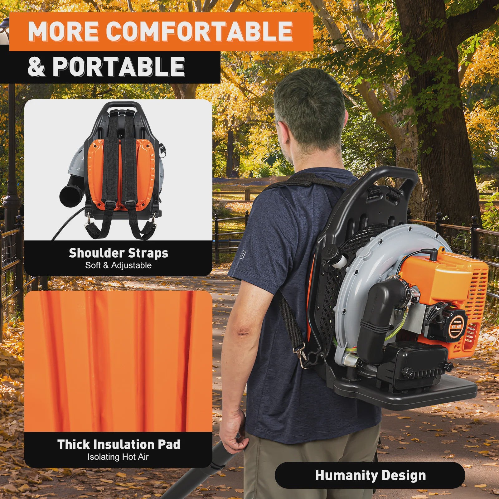 Krachtige Benzine Backpack Bladblazer 63CC 2-Takt - 2.7KW - Professioneel Tuinonderhoud