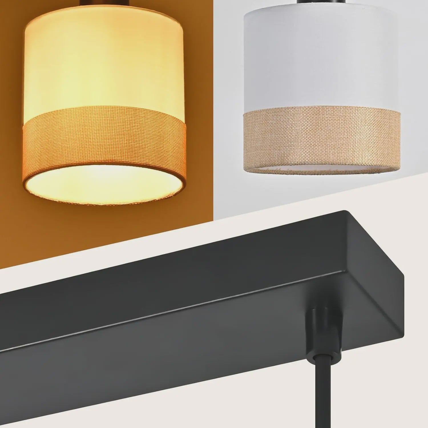 Vintage Hanglamp 4-Lichts E27 Stof met Verstelbare Hoogte voor Eetkamer, Woonkamer of Keuken