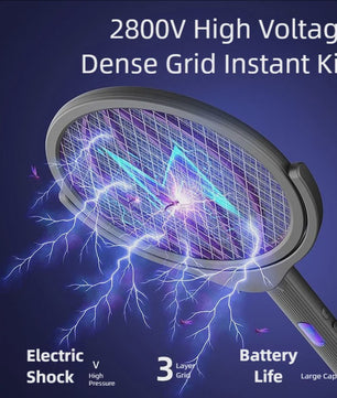 Elektrische Uitschuifbare Muggenmepper met Roterende Kop - Oplaadbaar, Binnen & Buiten