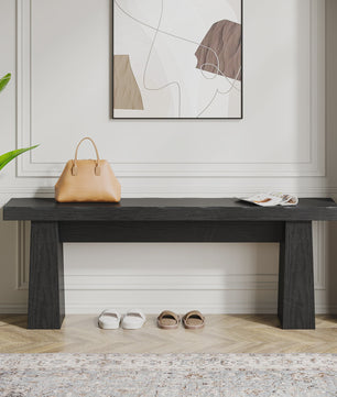 Tribesigns Houten Entree Bank Zwart - 120 cm Lange Eetkamerbank met Stevig Frame