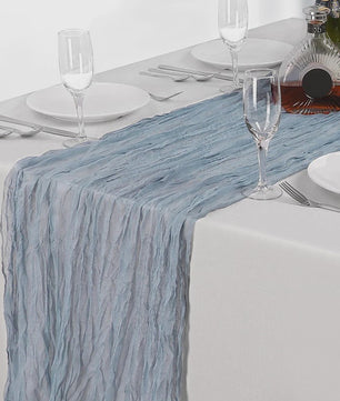 Stoffen Tafel Runner Boho Stijl - Dusty Blue - Chic Decoratie voor Feestdagen & Babyborrels