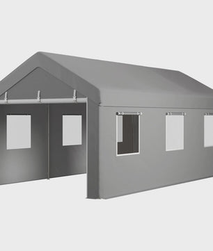 VEVOR Garagetent 6x3m - Stevig Stalen Frame, PE Zeil 160g/m², 2 Deuren & 6 Ramen