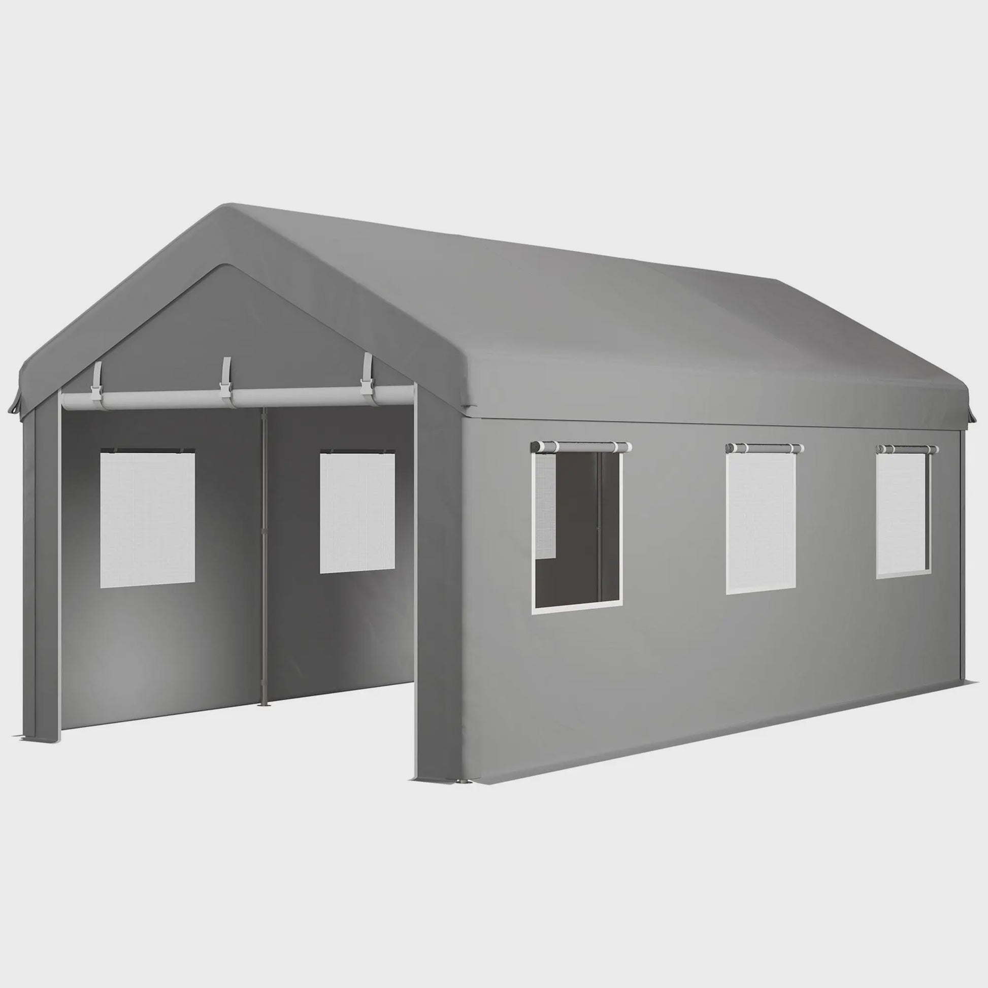 VEVOR Garagetent 6x3m - Stevig Stalen Frame, PE Zeil 160g/m², 2 Deuren & 6 Ramen