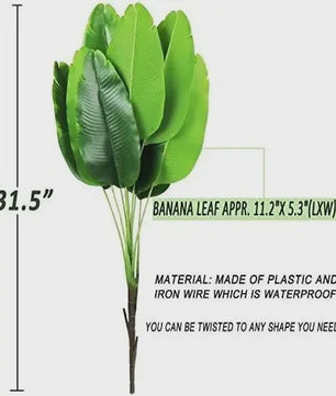 Artificial Plant Fake Banana Tree Leaves with Stems Greenery Floral Arrangement Hawaiian Luau Jungle Beach Wedding Party
