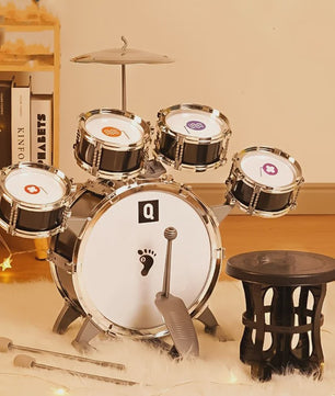Mini Drumstel voor Kinderen - Rode Electroplated Beginnersset - Perfect voor Thuis Oefenen
