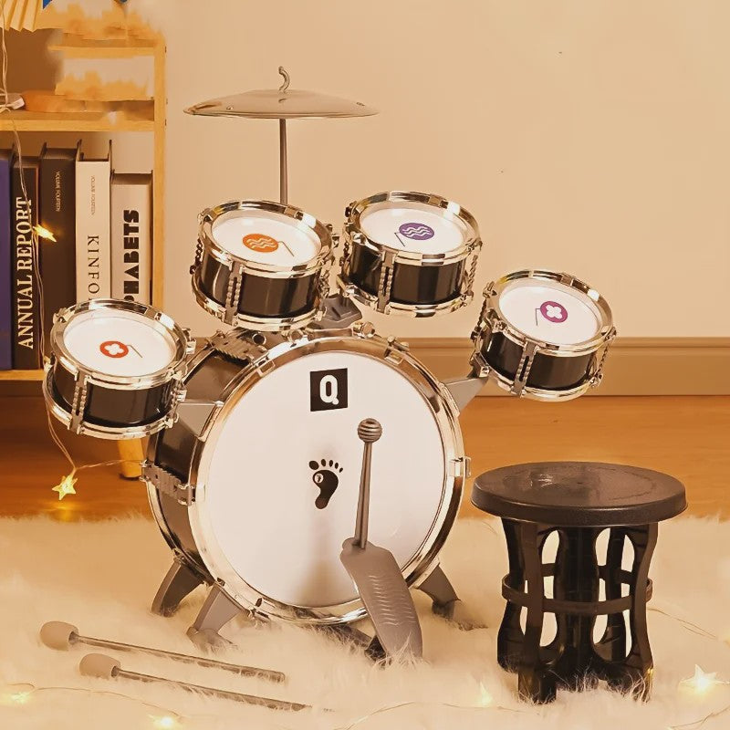 Mini Drumstel voor Kinderen - Rode Electroplated Beginnersset - Perfect voor Thuis Oefenen