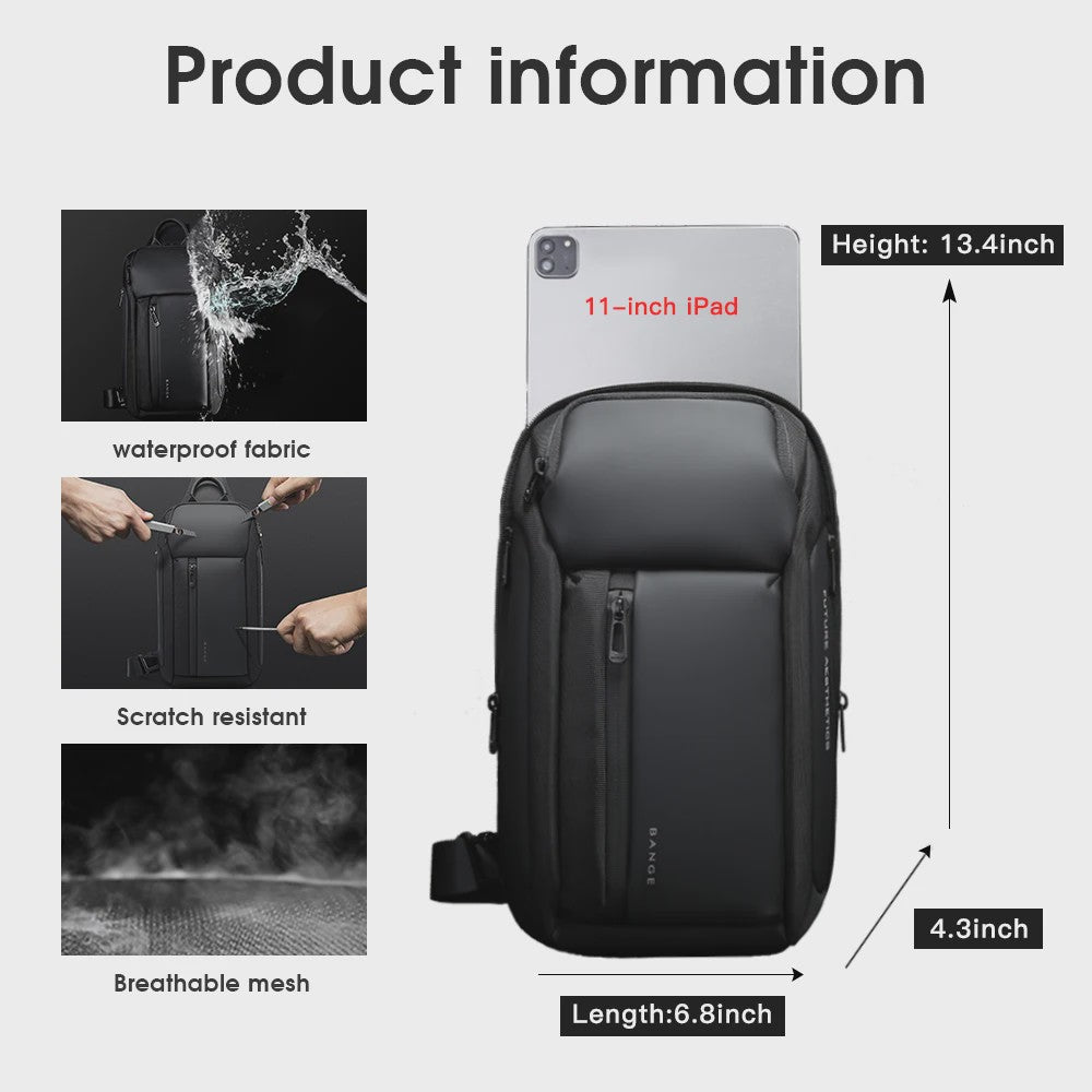 Bange Waterdichte Heren Borsttas - Crossbody Schoudertas met Grote Capaciteit