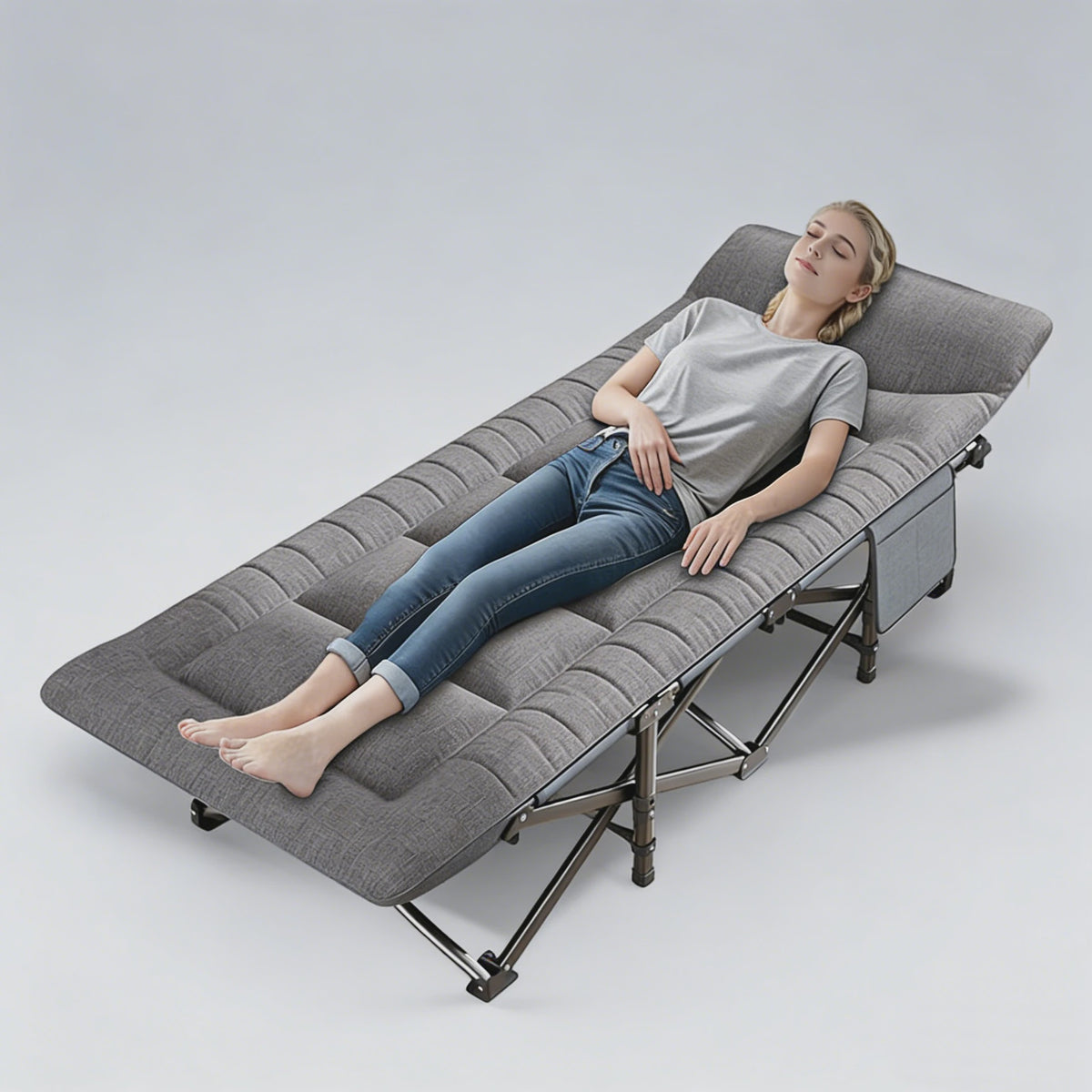 Opvouwbaar Gastenbed met Zijvak - Comfortabel en Draagbaar voor Camping, Reizen en Ontspanning
