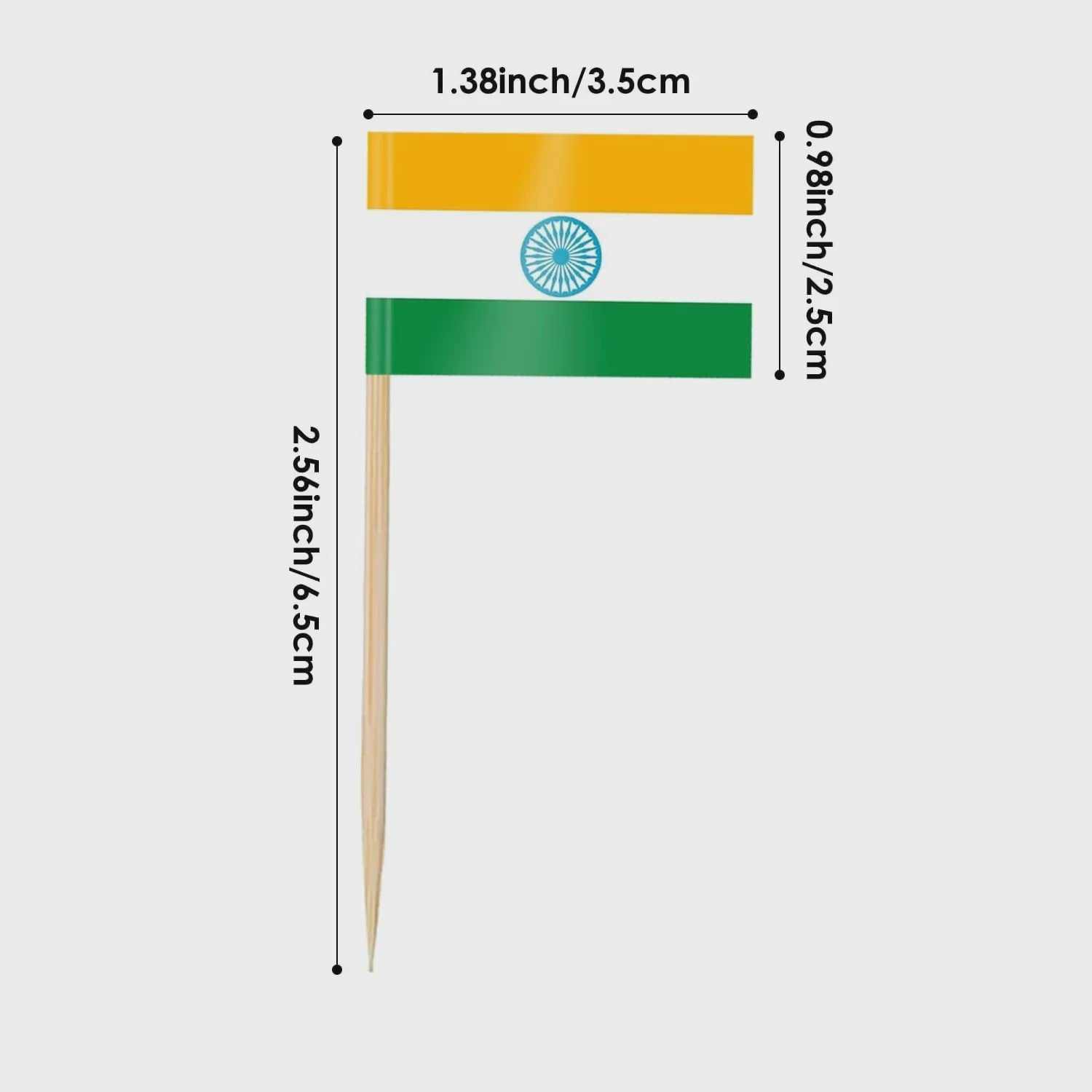 100x Mini India Vlaggetjes op Houten Prikkers - Ideaal voor Cupcakes, Cocktails & Feestdecoratie