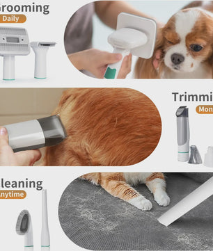 7-in-1 Huisdier Verzorgingsapparaat: Trimmen, Scheren, Stofzuigen & Nagelknippen