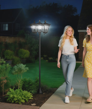 Outsunny Solar LED Tuinlamp met 3 Lampenkappen - H.182.5 cm - IP44