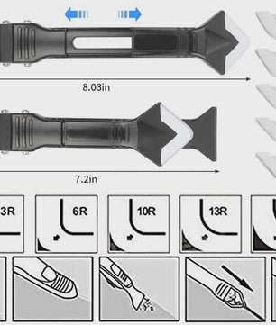 5-in-1 Silicone Voegentrekker en Afwerkgereedschap - Voor Badkamer, Keuken & Meer