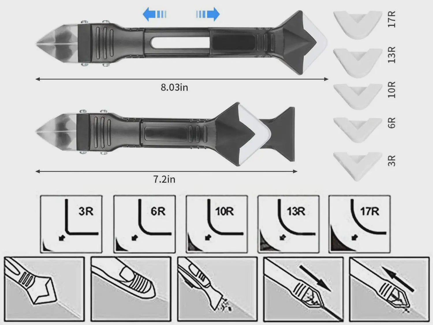 5-in-1 Silicone Voegentrekker en Afwerkgereedschap - Voor Badkamer, Keuken & Meer