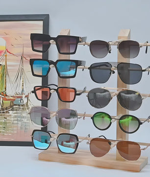 Houten Brillen Display Standaard - 5 Lagen Opbergrek voor Zonnebrillen en Optische Brillen