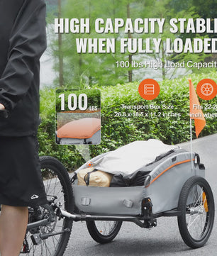 Opvouwbare Fietskar voor Cargo - 45kg Laadvermogen, Waterdicht, Reflectoren
