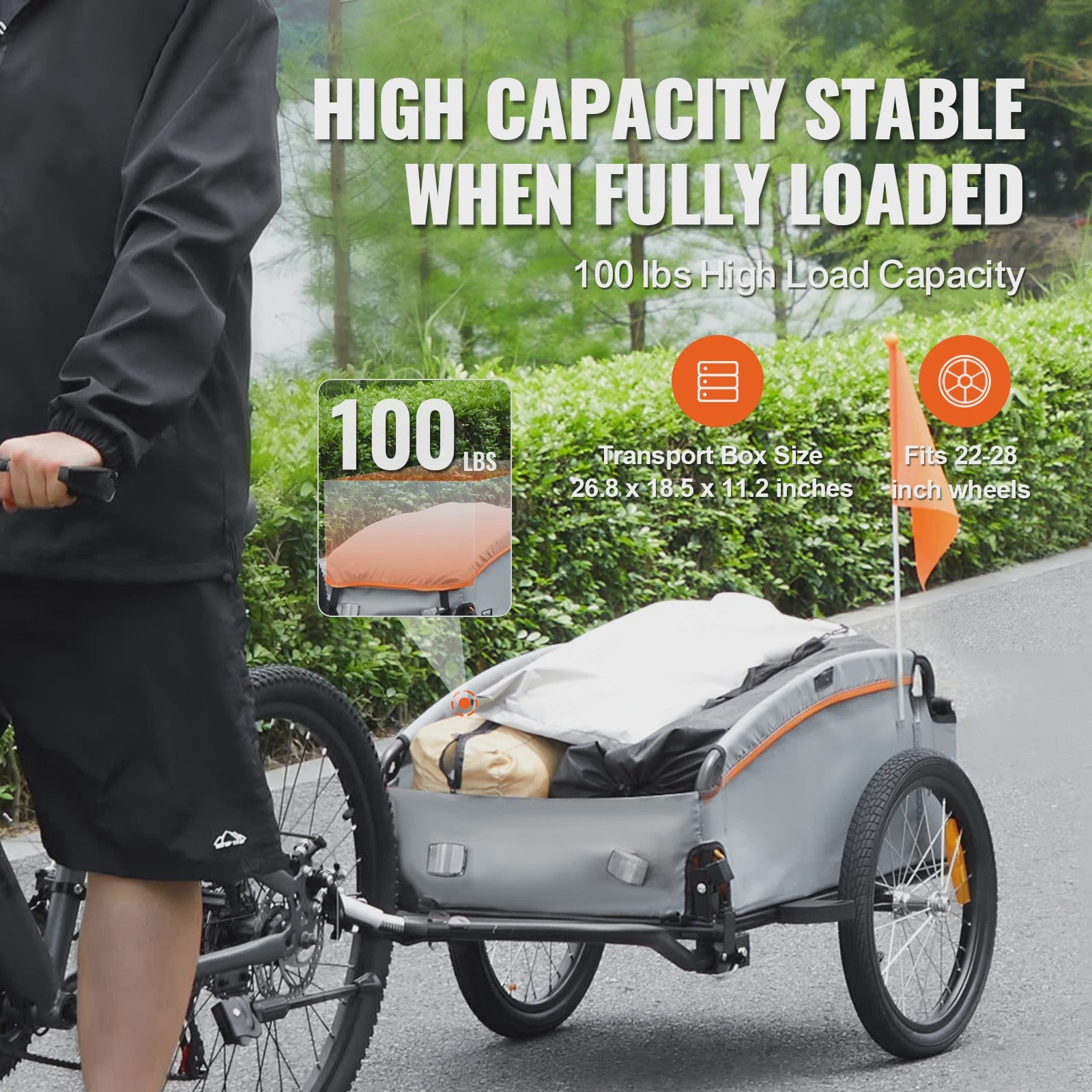 Opvouwbare Fietskar voor Cargo - 45kg Laadvermogen, Waterdicht, Reflectoren