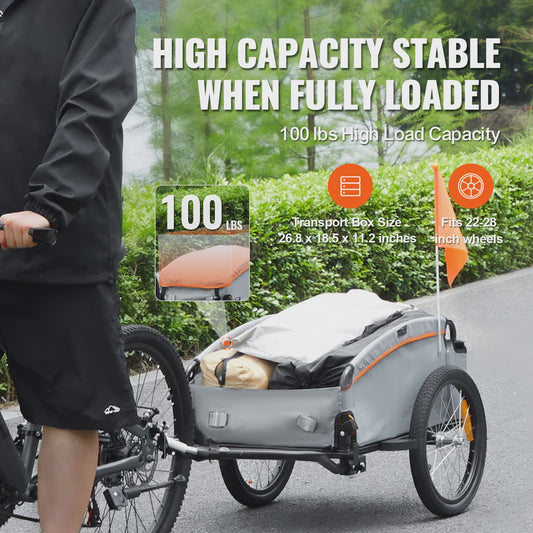 Opvouwbare Fietskar voor Cargo - 45kg Laadvermogen, Waterdicht, Reflectoren