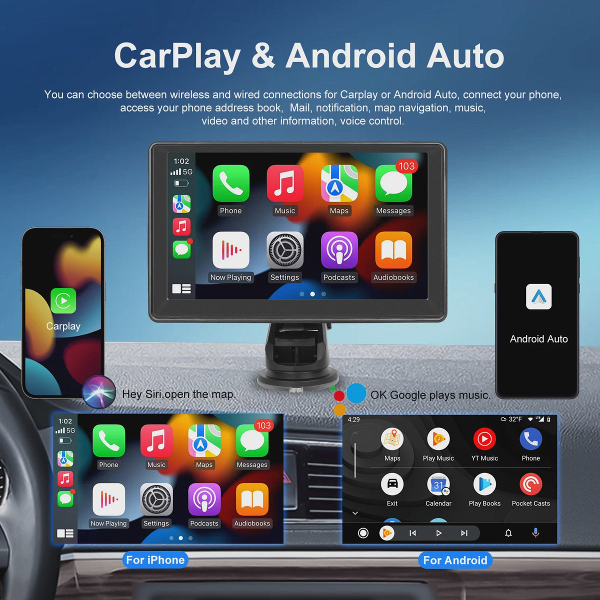 Universele Auto Multimedia Speler met CarPlay, Android Auto, Mirror Link & Nachtzicht