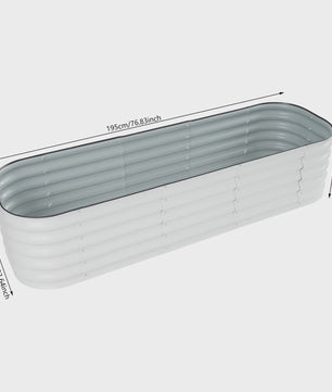 Verhoogd Plantenbed Verzinkt Staal Ovaal 195x60x43cm - Wit/Lichtgrijs