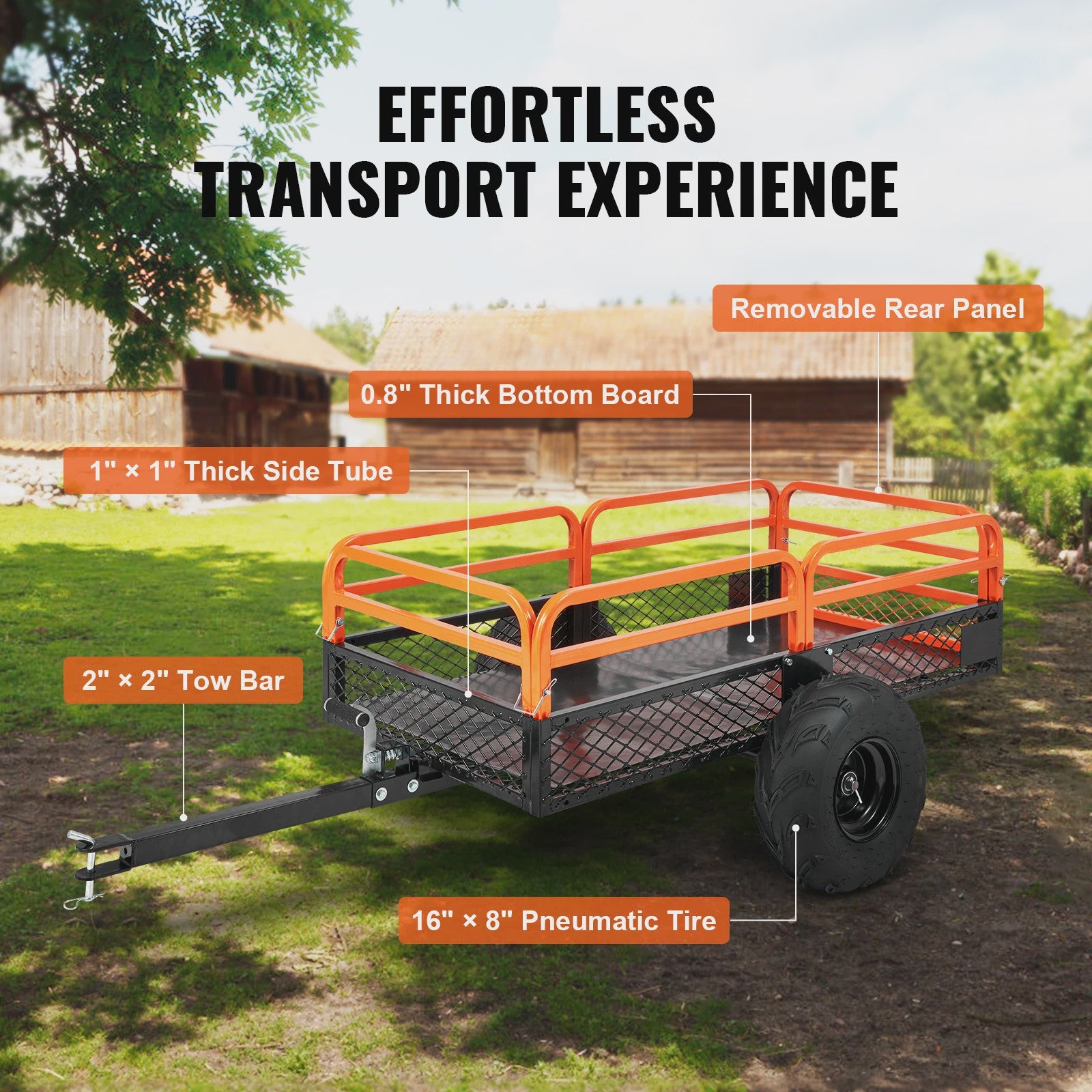 Robuuste Stalen ATV Dump Trailer - 15 cu.ft Laadvermogen