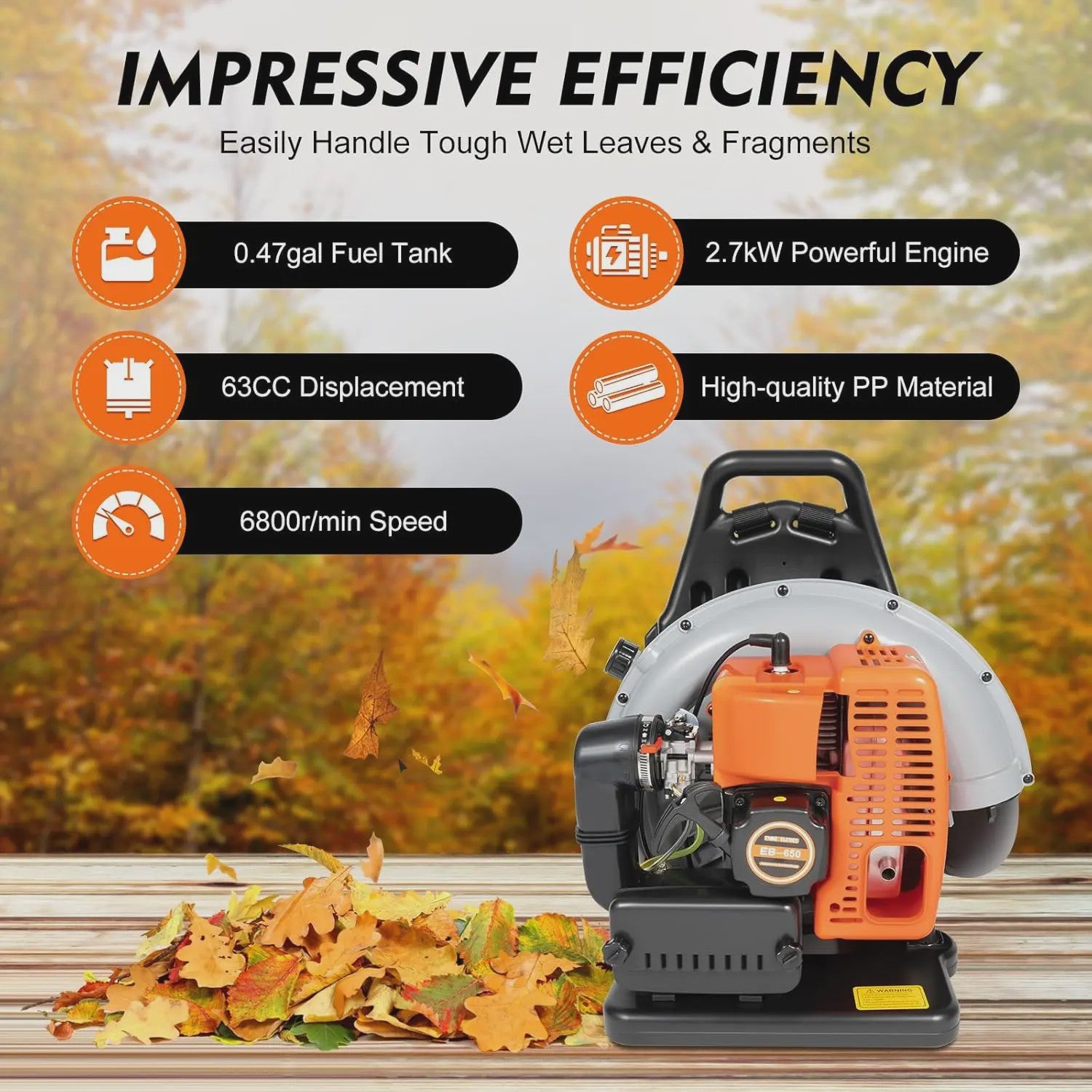 Krachtige Benzine Rugzak Bladblazer 63CC - 6800 RPM met 1.7L Tank en Comfortabele Schouderband