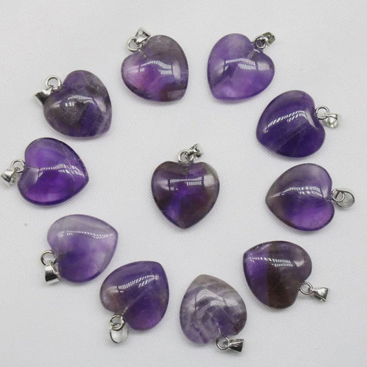 30x Natuursteen Hart Hangers (Amethist/Kwarts/Agaat) - DIY Sieraden Maken