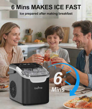 LOEFME Draagbare Mini Ijsmaker: Snel 12kg/24h IJs, 2 Maten, Desktop Model met Schep