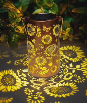 Zonnebloem Lantaarn: Waterdichte Buitenlamp met Licht- en Schaduweffect, Solar Powered voor Tuinpad, Gazon, Patio Decoratie