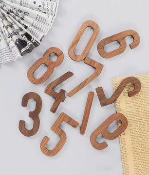 Houten Huisnummer met Magneet - 3 Inch Walnoot - 3D Adresnummer voor Buiten