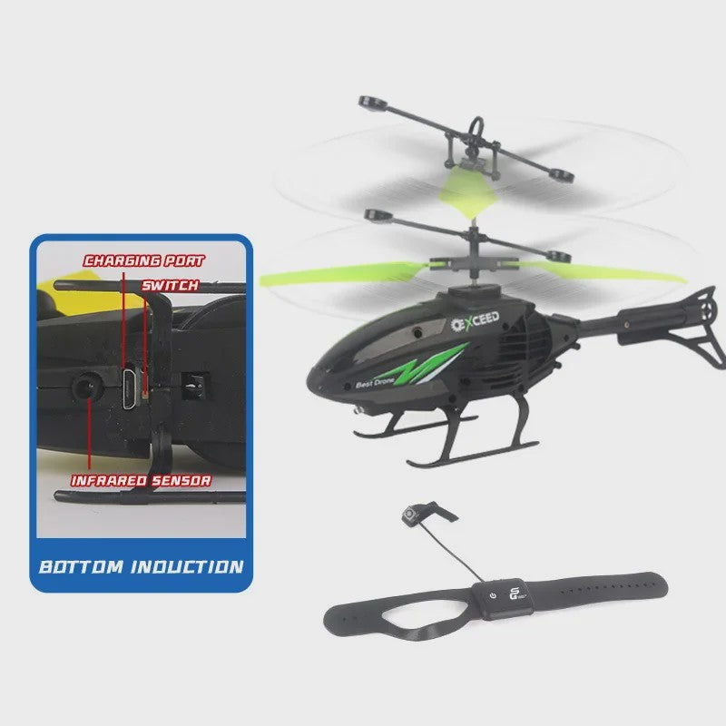 Handgestuurde RC Helikopter met Verlichting - Impactbestendig & Oplaadbaar